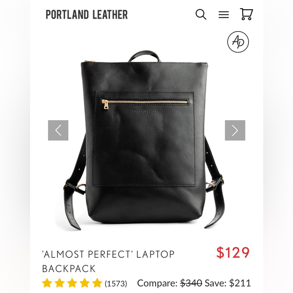 'ALMOST PERFECT' LAPTOP BACKPACK from Portland Leather in black